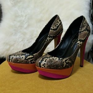 Snake Print Pumps